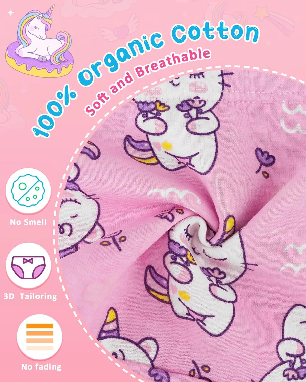 100% Cotton Girls Underwear Tagless Comfort Toddler Panties (6-Pack)