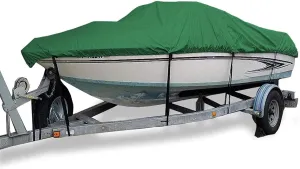 100% Waterproof Boat Cover, Heavy Duty Boat Cover, 210D Tear Resistant Boat Canvas, Tarps with Windproof Straps. Fit for V-Hull, Tri-Hull, Bass Boat, Fish & Ski Boat,11x13FT：420 * 270CM