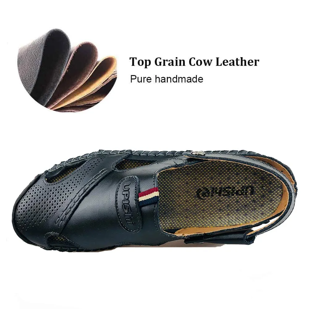 13 Strap Casual Smart-powered Price-match guarantee Leather Sandals Closed Mens Adjustable UPIShi Athletic Fisherman