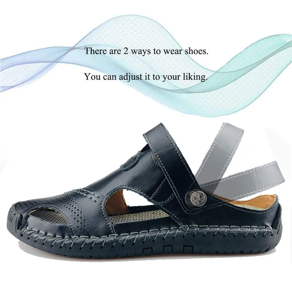 13 Strap Casual Smart-powered Price-match guarantee Leather Sandals Closed Mens Adjustable UPIShi Athletic Fisherman