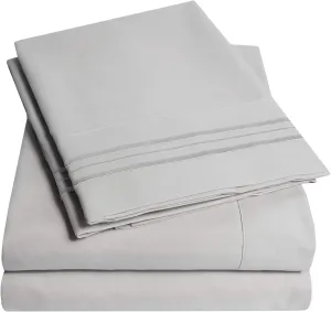 1500 Supreme Collection King Sheet Sets Light Gray Silver - Luxury Hotel Bed Sheets and Pillowcase Set for King Mattress - Extra Soft, Elastic Corner Straps, Deep Pocket Sheets, King Silver Gray
