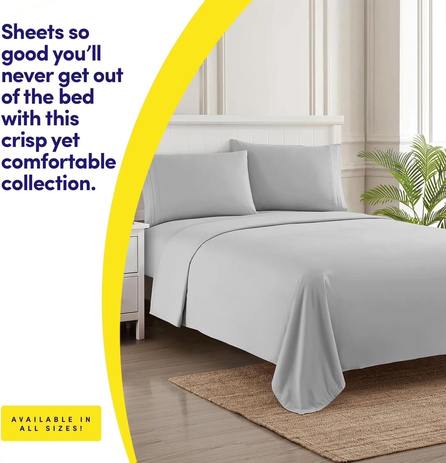 1500 Supreme Collection King Sheet Sets Light Gray Silver - Luxury Hotel Bed Sheets and Pillowcase Set for King Mattress - Extra Soft, Elastic Corner Straps, Deep Pocket Sheets, King Silver Gray
