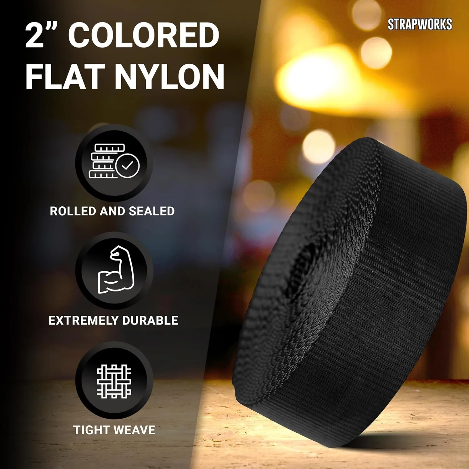 2 Inch Heavy Duty Nylon Webbing Strap Roll for Belt, Backpack, Sling, Collar, Leash, Strapping and More, 10, 20, or 50 Yards, Over 20 Colors