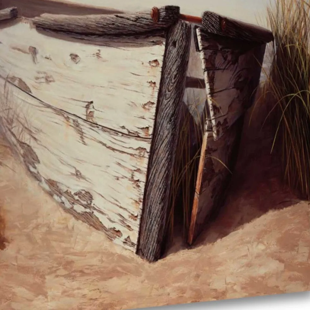29" Vintage Fishing Single White Boat Giclee Wrap Canvas Wall Art