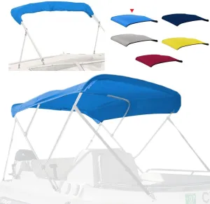 3 Bow Fade and Crack Resistant Bimini Top Replacement Cover, 600D Marine Grade Waterproof Sun Shade Boat Canopy, Easy Install Zipper Sleeves Boat Awning/Without Frame, Blue 6'L 73"-78" W