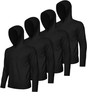 4 Pack Men's UPF 50  Sun Protection Hoodie Shirts Long Sleeve Shirts Quick Dry Lightweight for Running Workout Hiking Fishing