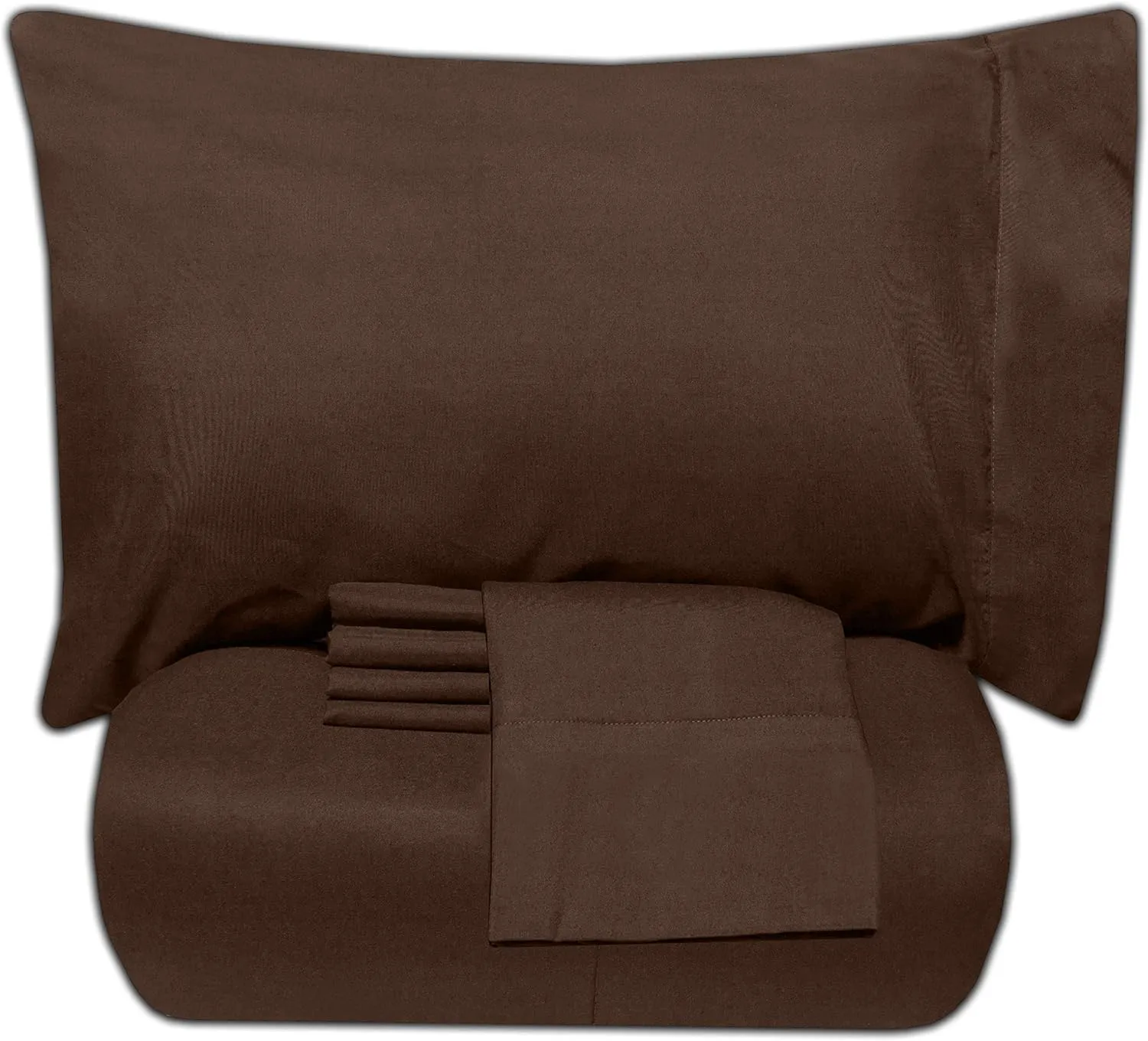 5 Piece Twin XL Comforter Set All Season Soft Down Alternative Blanket & Luxurious Cotton Fits Mattress Up to 18" Deep Pocket Bed 4 Piece Sheet Set Brown Chocolate