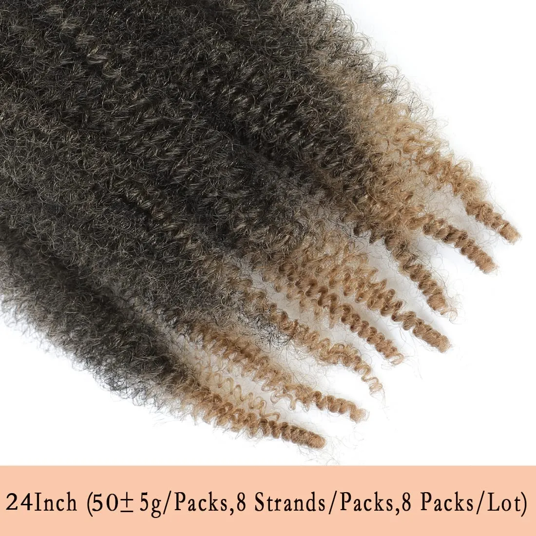 8 Packs Pre-Separated Springy Afro Twist Hair Suitable For Damaged Soft Locs Synthetic Marley Twist Braiding (24 Inch, 1b/27)