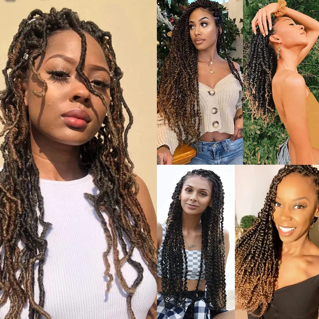 8 Packs Pre-Separated Springy Afro Twist Hair Suitable For Damaged Soft Locs Synthetic Marley Twist Braiding (24 Inch, 1b/27)