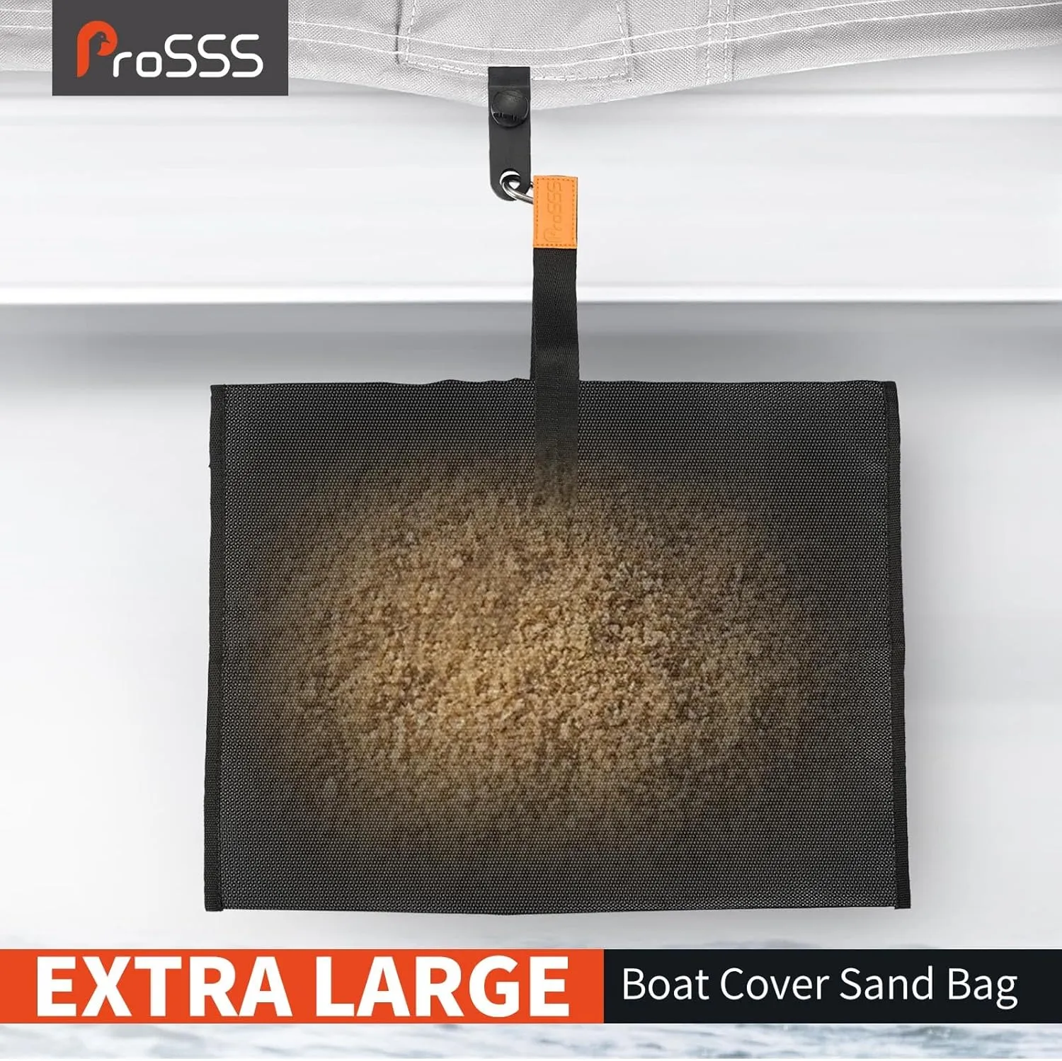 8PCS Extra Large Boat Cover Sand Bags Mooring Kit,Thickened 600D Marine Grade Polyester Canvas,304 Carabiner with Tarp Clip Accessories,Load Capacity Up to 20 lbs