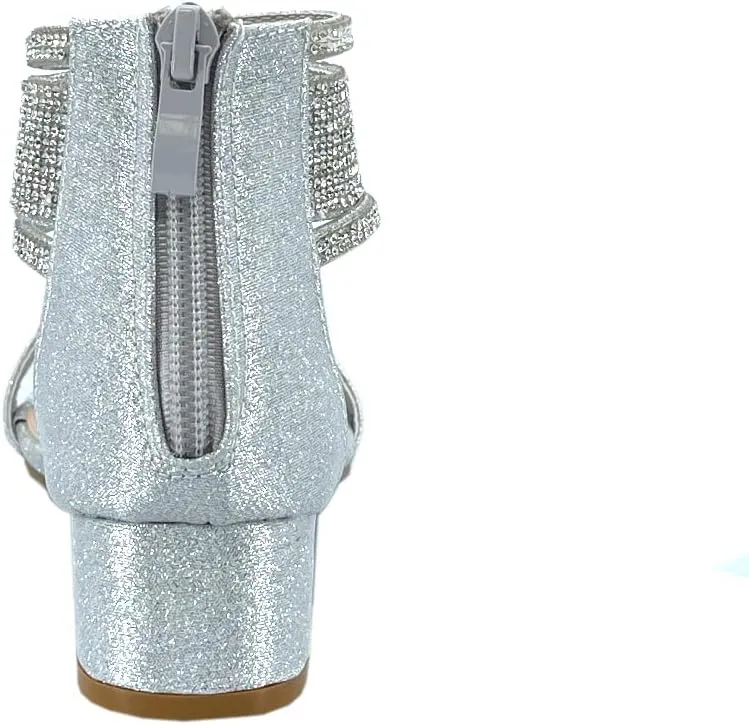 ABSOLEX Girl's Fashion Open Toe Ankle Strap Dressy/Party Low Chunky Block Heel Sandal
