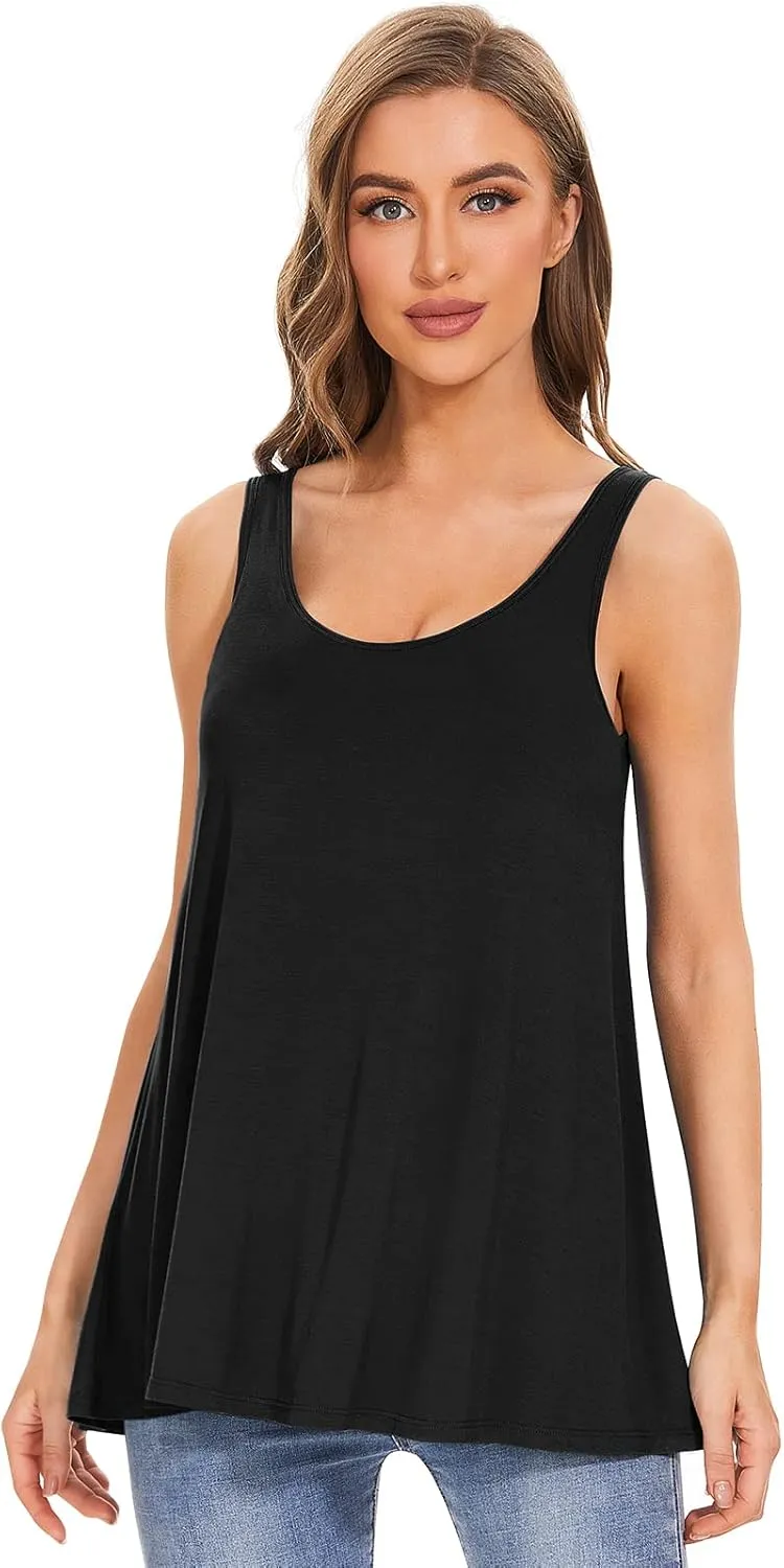 Air Curvey Tank Tops for Women Build in Bra Casual Flowy Tank Pleated Loose Fit S-XXXXL