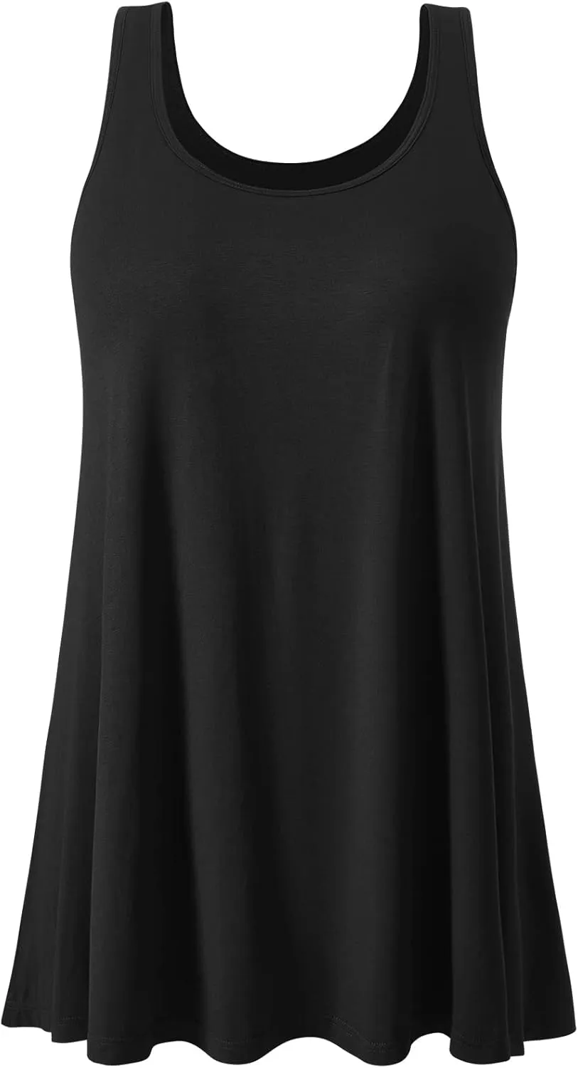 Air Curvey Tank Tops for Women Build in Bra Casual Flowy Tank Pleated Loose Fit S-XXXXL