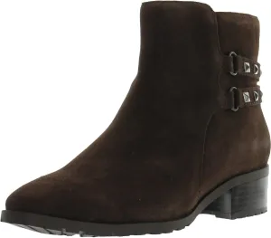 Anne Klein Womens CAIMILE Zipper Leather Ankle Boots