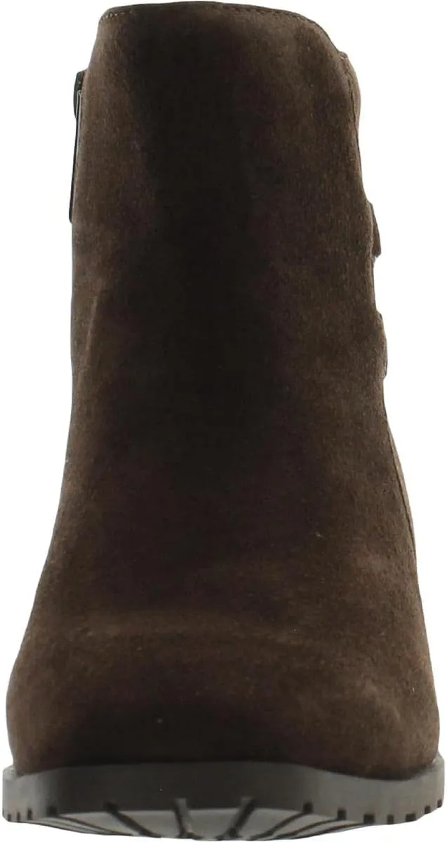 Anne Klein Womens CAIMILE Zipper Leather Ankle Boots
