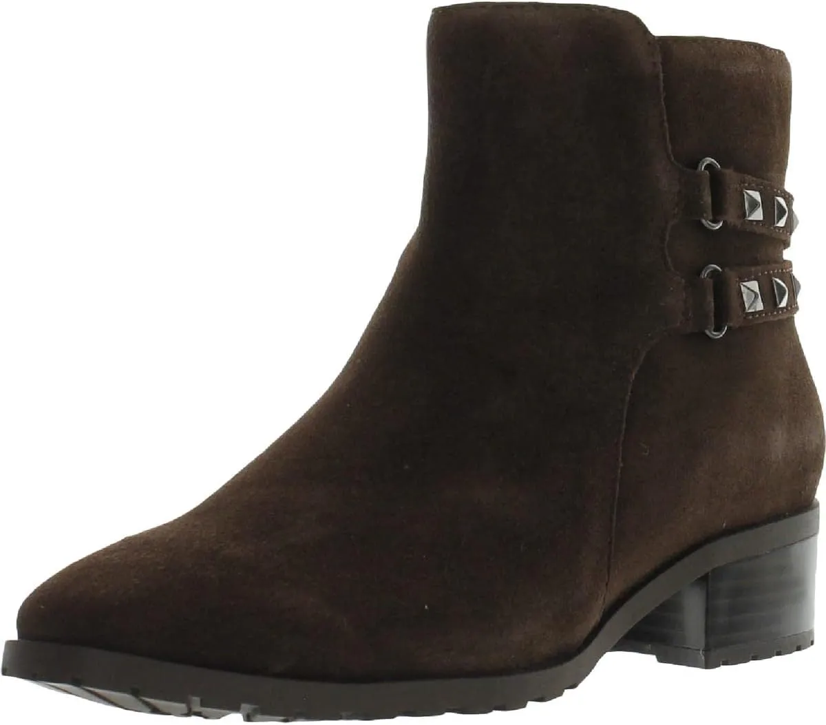 Anne Klein Womens CAIMILE Zipper Leather Ankle Boots
