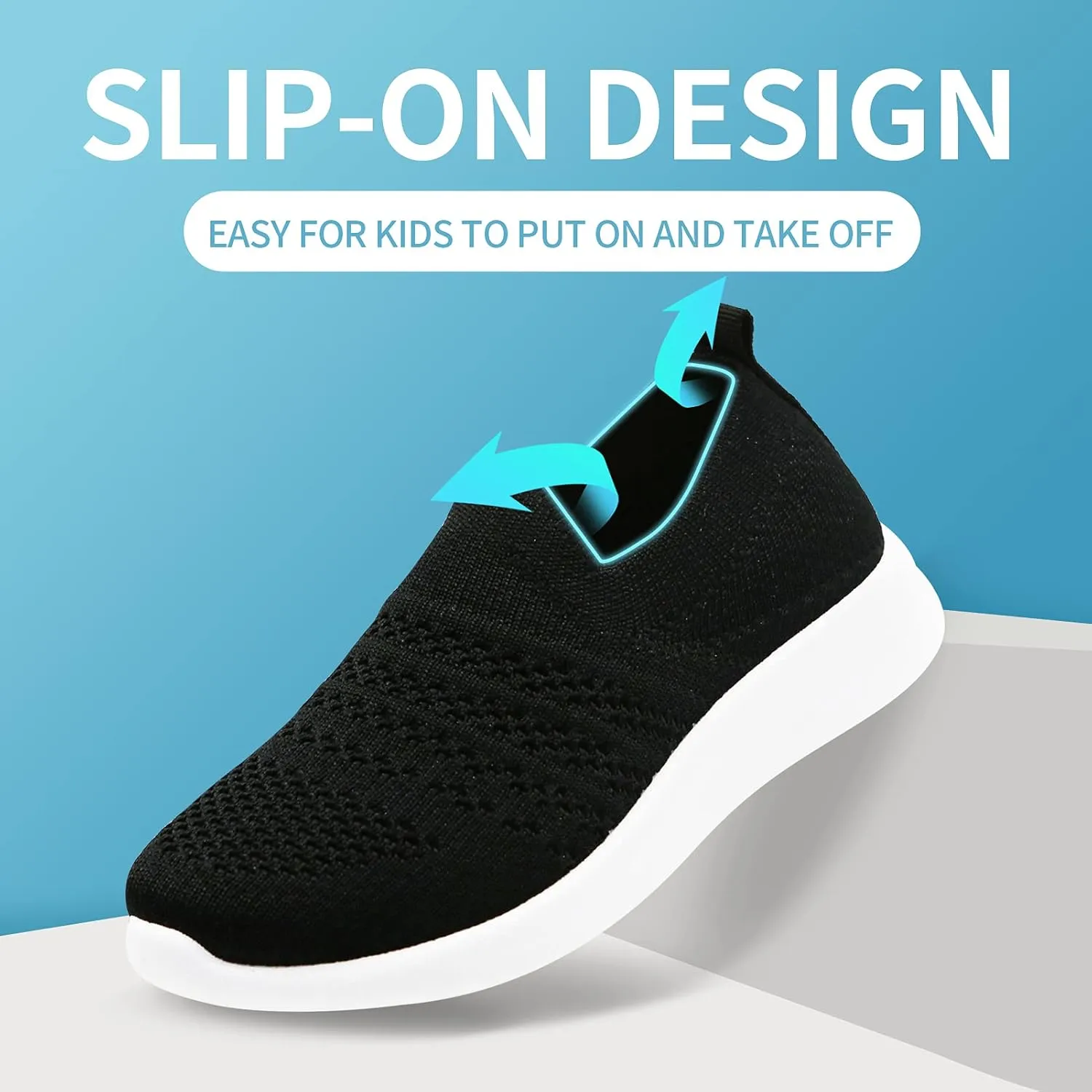 Apawwa Boys Girls Sneakers Kids Lightweight Slip On Running Shoes Pink/Blue/Navy/Black Walking Shoes Breathable Tennis Shoes for Toddler/Little Kids/Big Kids