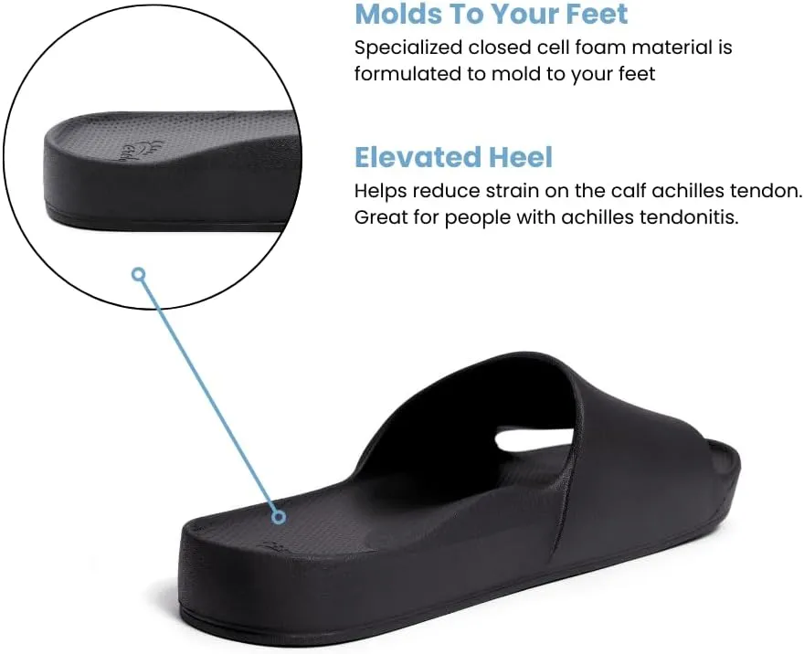 Archies Arch Support Slides – Orthotic Recovery Sandals for Plantar Fasciitis Relief, Foot Pain & Heel Pain – Lightweight, Cushioned, Shock-Absorbing Slides for Walking, Standing, and All-Day Comfort