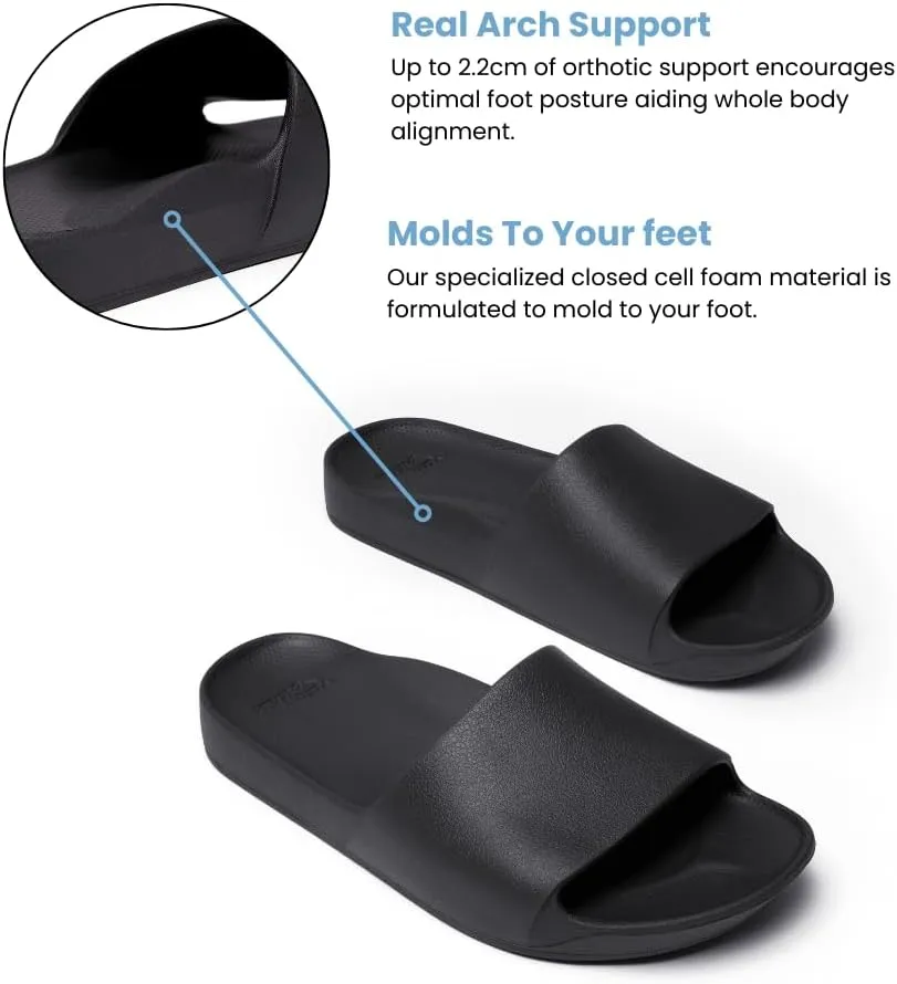 Archies Arch Support Slides – Orthotic Recovery Sandals for Plantar Fasciitis Relief, Foot Pain & Heel Pain – Lightweight, Cushioned, Shock-Absorbing Slides for Walking, Standing, and All-Day Comfort