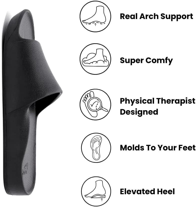 Archies Arch Support Slides – Orthotic Recovery Sandals for Plantar Fasciitis Relief, Foot Pain & Heel Pain – Lightweight, Cushioned, Shock-Absorbing Slides for Walking, Standing, and All-Day Comfort