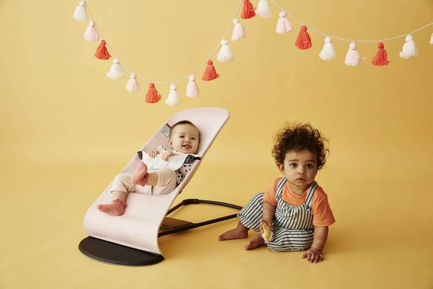 BabyBjörn Bouncer Balance Soft - Light Pink/Gray, Jersey Cotton, 2-in-1 Adjustable Baby Bouncer Seat and Toddler Chair, Newborn to Toddler (8-29 lbs), 4 Positions, Lightweight & Portable