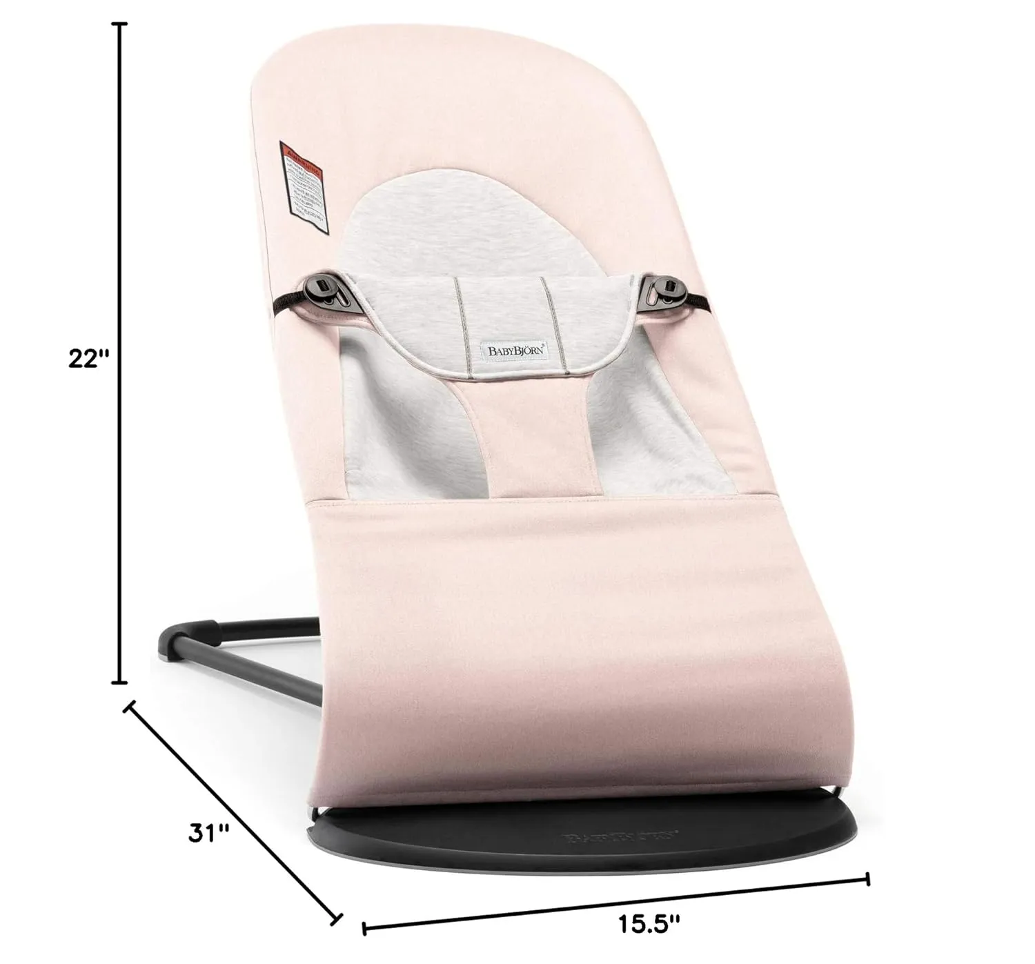 BabyBjörn Bouncer Balance Soft - Light Pink/Gray, Jersey Cotton, 2-in-1 Adjustable Baby Bouncer Seat and Toddler Chair, Newborn to Toddler (8-29 lbs), 4 Positions, Lightweight & Portable