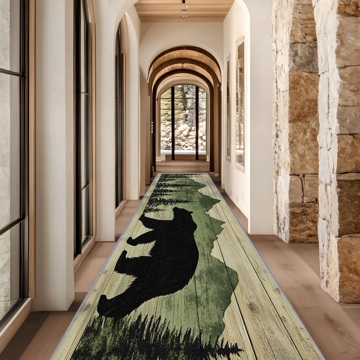 Bear Rugs for Living Room, Bear Runner Rug, 2x6ft, Cabin Animal Rustic Lodge Runners for Hallways, Farmhouse Wildlife Runner Rug Non Slip Soft - Bear Home Decor