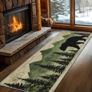 Bear Rugs for Living Room, Bear Runner Rug, 2x6ft, Cabin Animal Rustic Lodge Runners for Hallways, Farmhouse Wildlife Runner Rug Non Slip Soft - Bear Home Decor