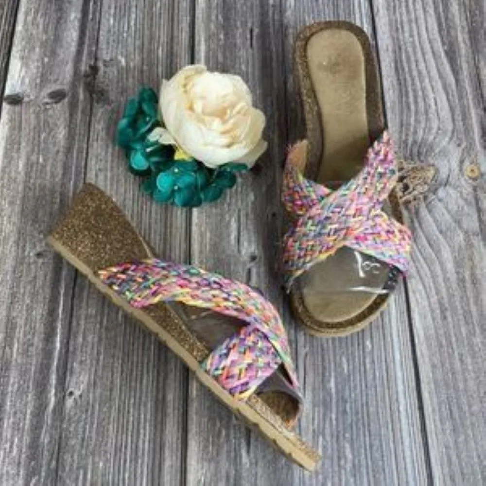 Bella Vita Multi-color Leather Pavia Open Toe  Wedge Sandals 11WW