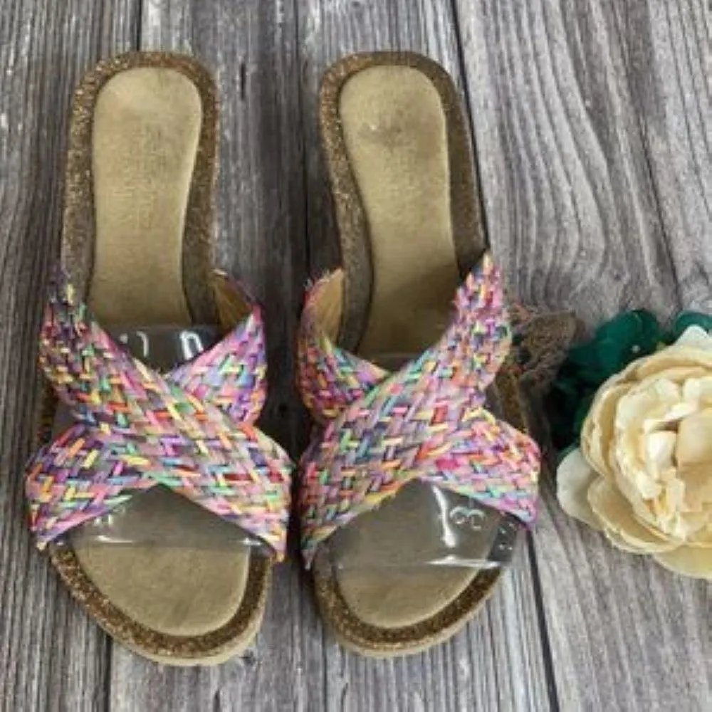 Bella Vita Multi-color Leather Pavia Open Toe  Wedge Sandals 11WW