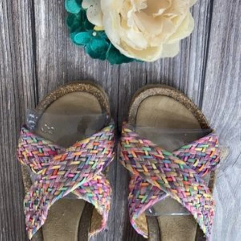 Bella Vita Multi-color Leather Pavia Open Toe  Wedge Sandals 11WW