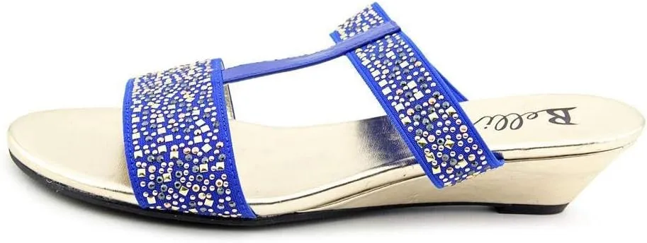 Bellini Flavor Women's Open-Toe T-Strap Elastic Studded Gold Sandal