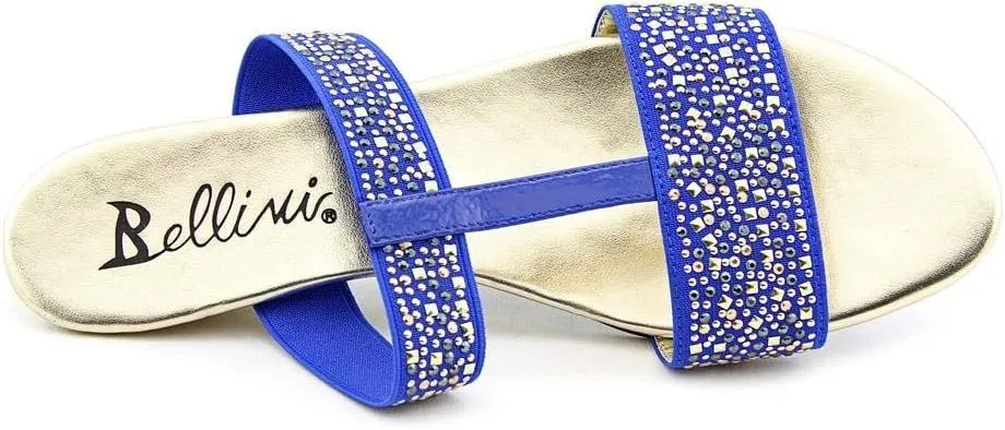 Bellini Flavor Women's Open-Toe T-Strap Elastic Studded Gold Sandal