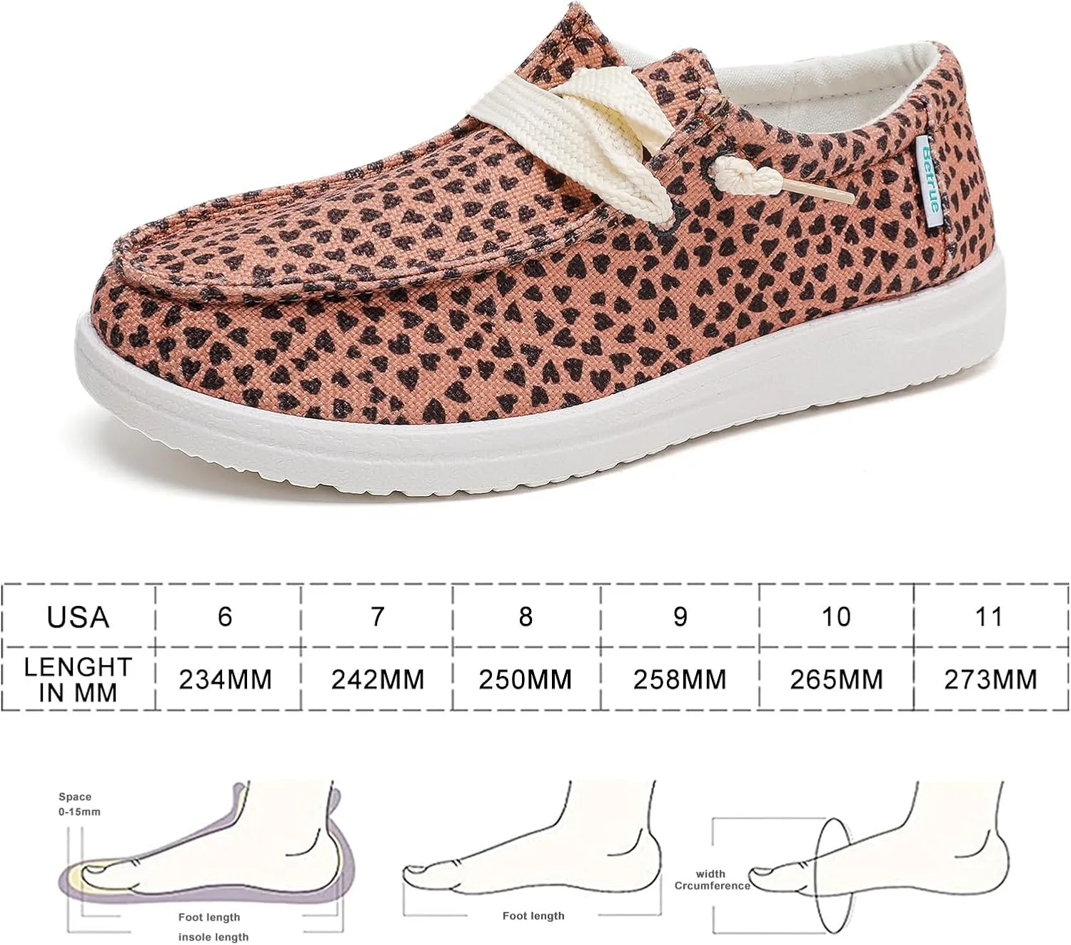 Betrue Women's Lightweight Boat Shoes, Casual Loafers, Slip On Deck Shoes, Breathable Canvas Sneakers