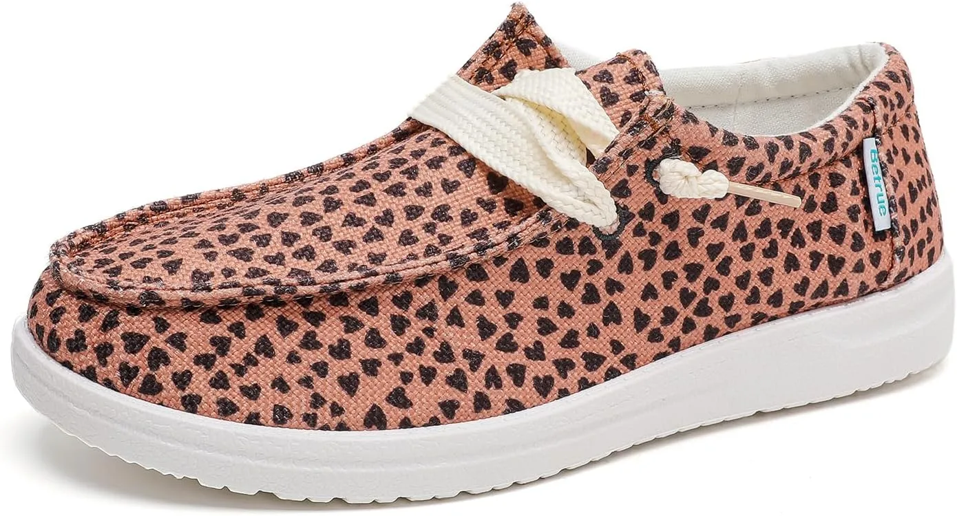 Betrue Women's Lightweight Boat Shoes, Casual Loafers, Slip On Deck Shoes, Breathable Canvas Sneakers