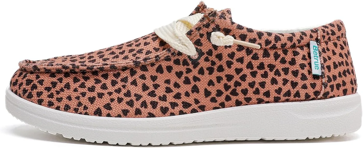 Betrue Women's Lightweight Boat Shoes, Casual Loafers, Slip On Deck Shoes, Breathable Canvas Sneakers