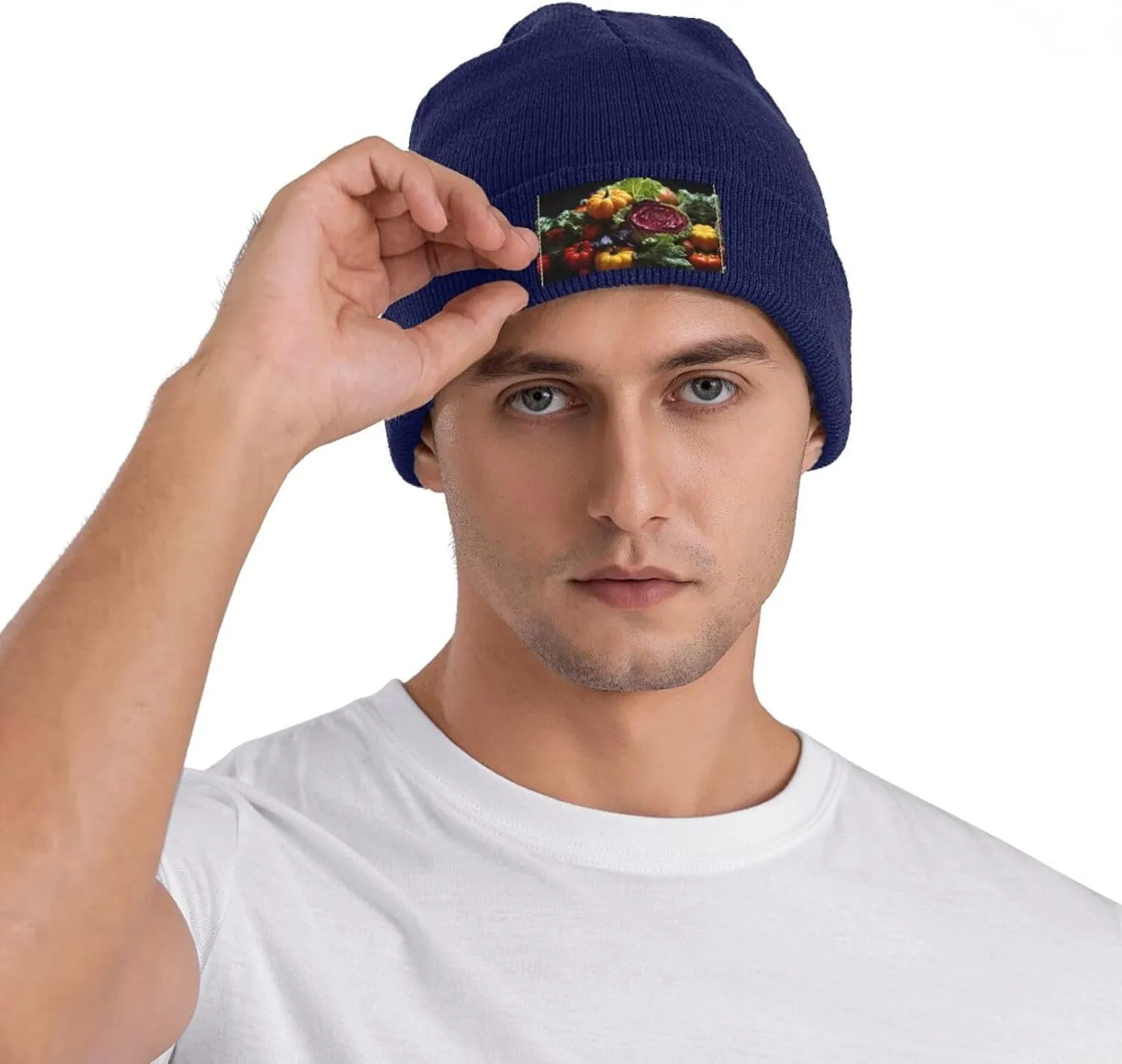 Black Knit Hat Cap Fresh Cabbage Pattern Soft Good Elasticity Suitable for Outdoor Sports