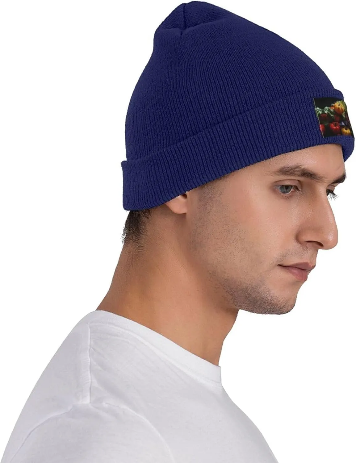 Black Knit Hat Cap Fresh Cabbage Pattern Soft Good Elasticity Suitable for Outdoor Sports