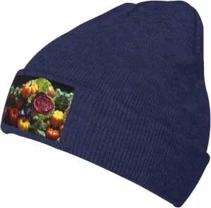 Black Knit Hat Cap Fresh Cabbage Pattern Soft Good Elasticity Suitable for Outdoor Sports