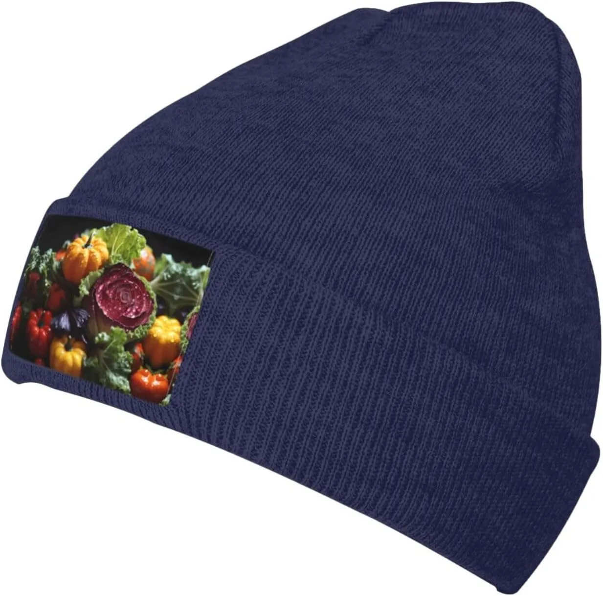 Black Knit Hat Cap Fresh Cabbage Pattern Soft Good Elasticity Suitable for Outdoor Sports