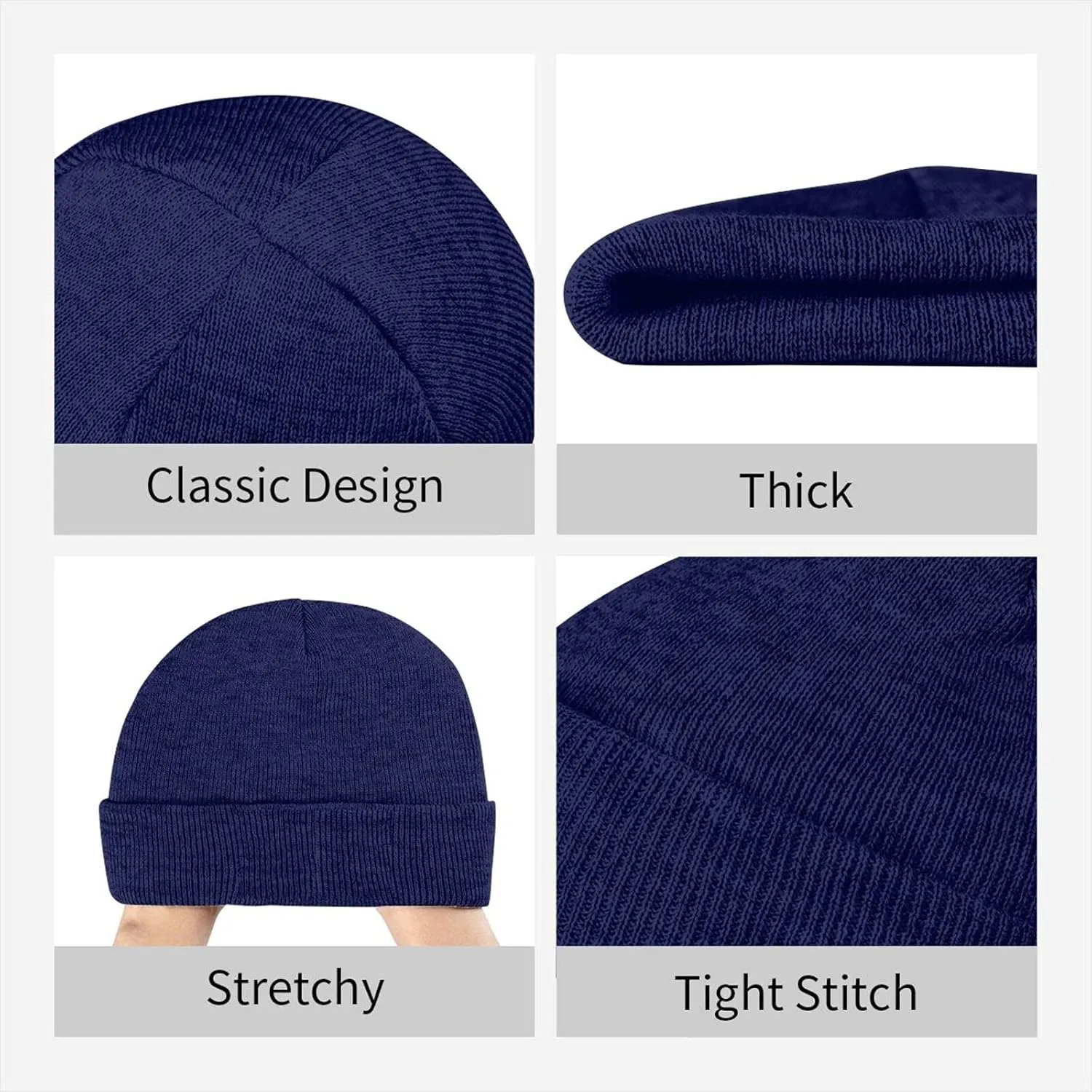 Black Knit Hat Cap Fresh Cabbage Pattern Soft Good Elasticity Suitable for Outdoor Sports