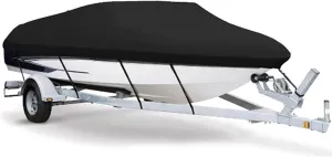 Boat Cover 600D Yacht Boat Cover Water Resistant Scratch-Proof Anti-UV Protect Fishing Speedboat V-Shape Canvas for Boat Cover Tent B84465 (Size:14-16ft)