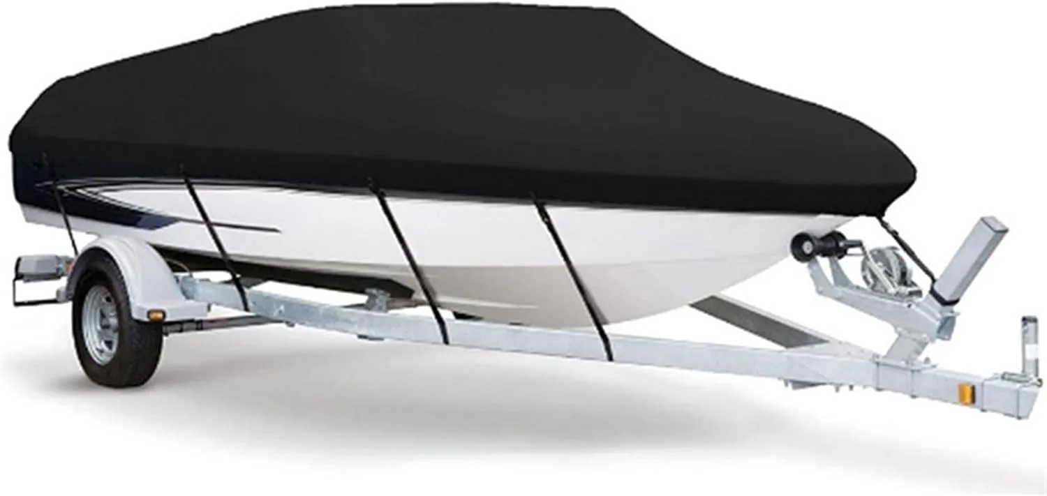 Boat Cover 600D Yacht Boat Cover Water Resistant Scratch-Proof Anti-UV Protect Fishing Speedboat V-Shape Canvas for Boat Cover Tent B84465 (Size:14-16ft)