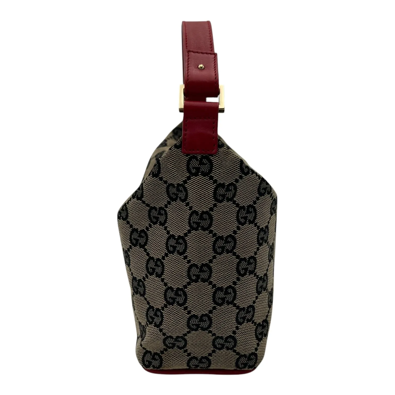 Boat Mini Brown Top Handle Bag in Canvas, Gold hardware