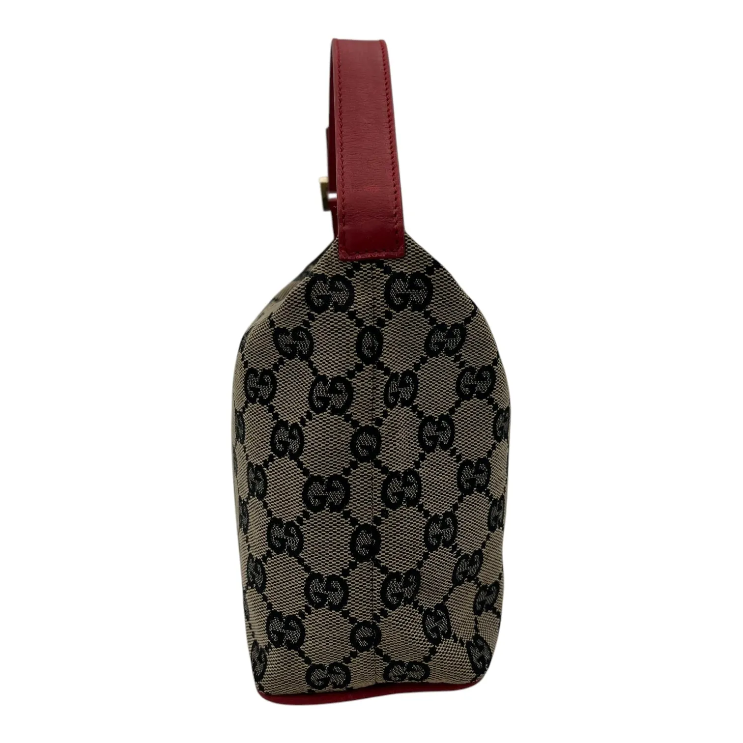 Boat Mini Brown Top Handle Bag in Canvas, Gold hardware