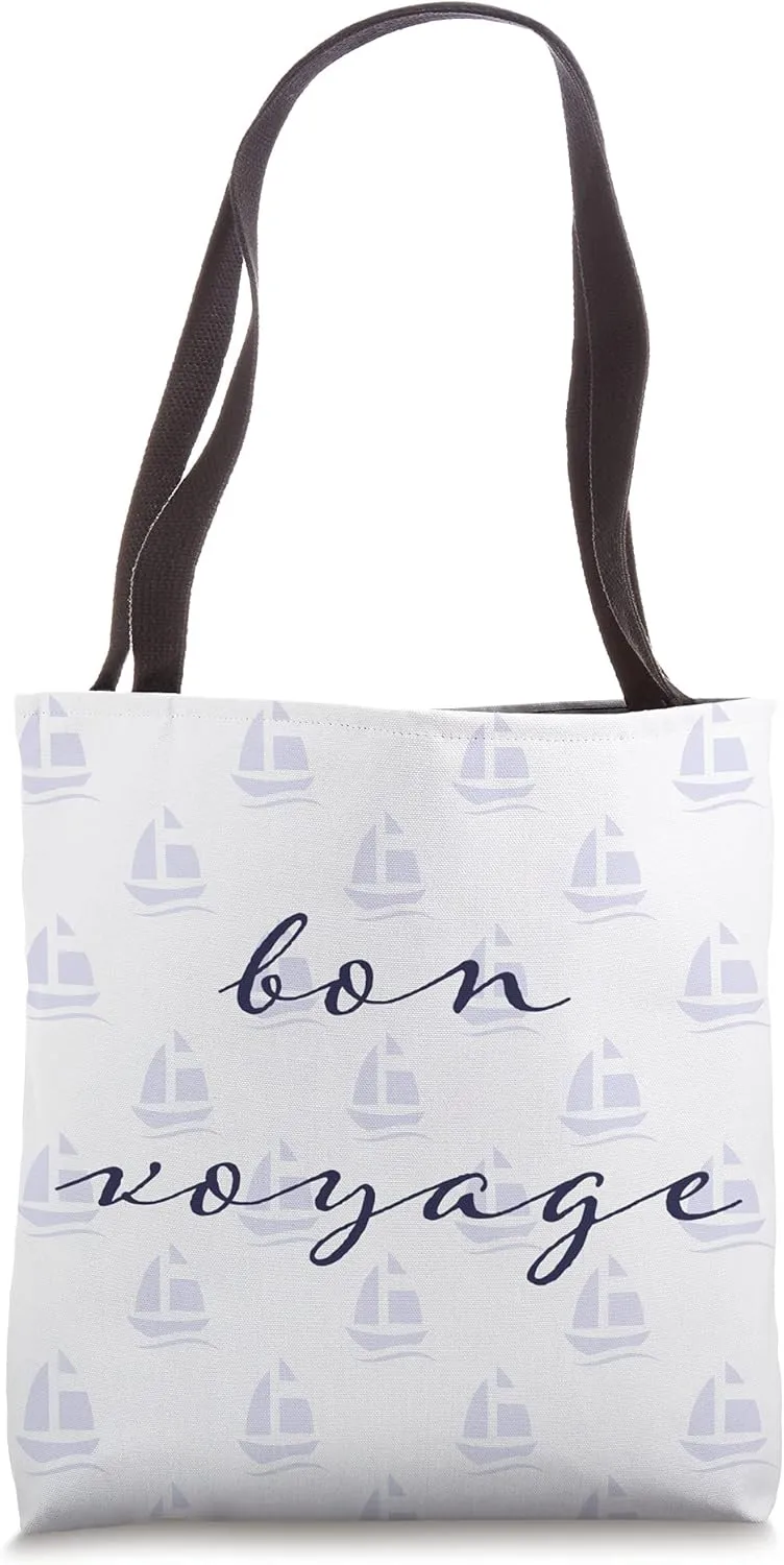 Bon Voyage Summer Vacation Nautical Sail Boat Tote Bag