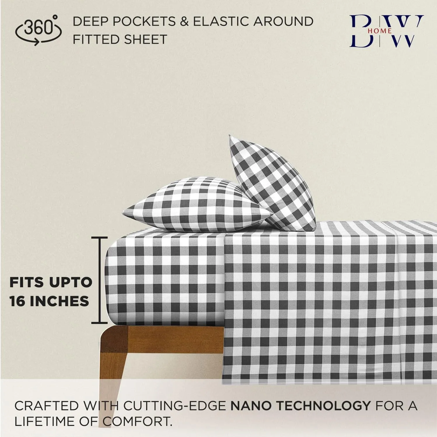 Briarwood Home® Printed Flannel Sheet Set, 100% Organic Cotton, Six-Fold Brushed, Super Soft, Warm, Deep Pocket Bedding with NanoTech Infuse for Enhanced Lasting Strength (Buffalo Grey, King)