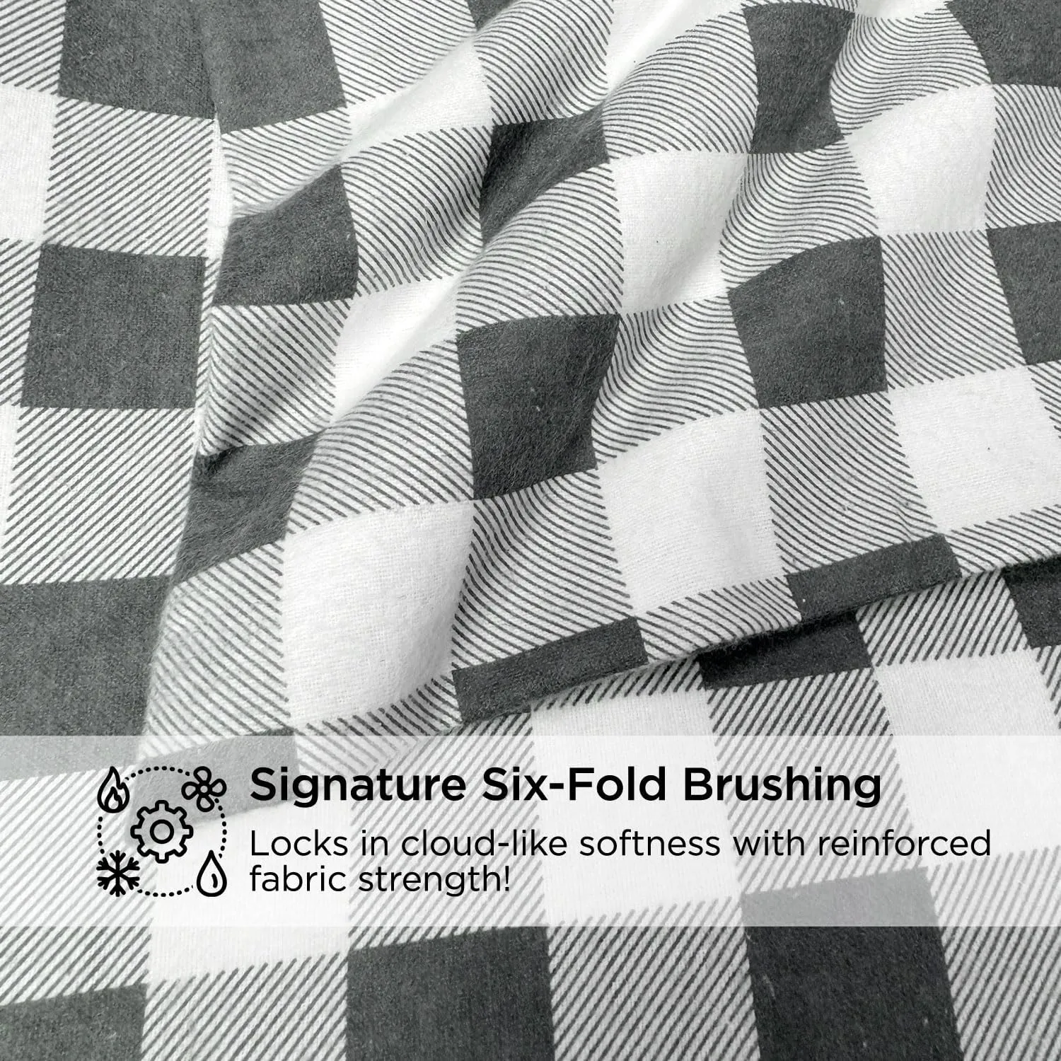 Briarwood Home® Printed Flannel Sheet Set, 100% Organic Cotton, Six-Fold Brushed, Super Soft, Warm, Deep Pocket Bedding with NanoTech Infuse for Enhanced Lasting Strength (Buffalo Grey, King)