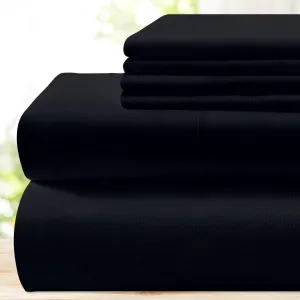 BYSURE 6 Pieces Bed Sheets Set(King, Black) - 1800 Thread Count Super Soft 100% Microfiber Sheets with Deep Pockets, Wrinkle & Fade Resistant Bedding