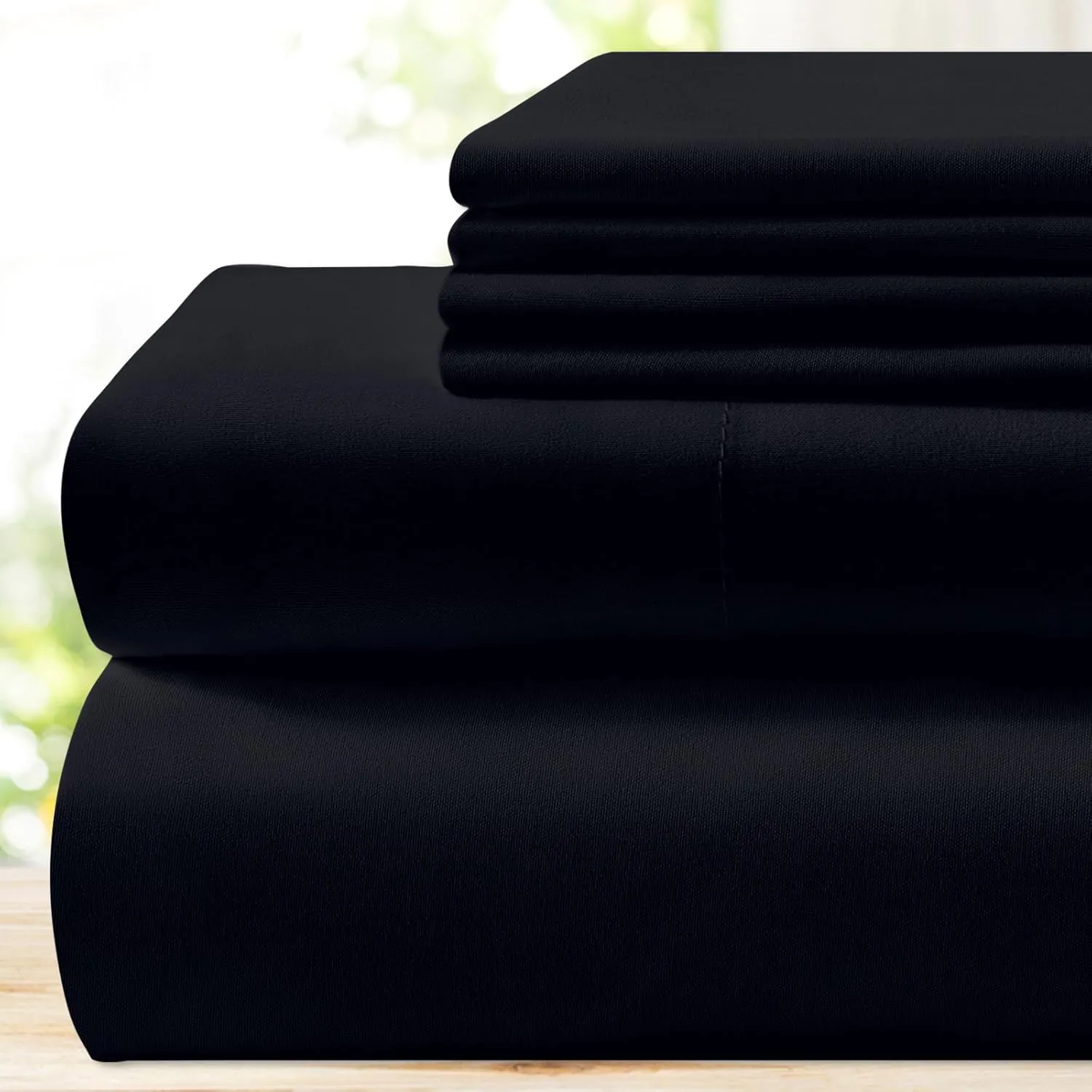 BYSURE 6 Pieces Bed Sheets Set(King, Black) - 1800 Thread Count Super Soft 100% Microfiber Sheets with Deep Pockets, Wrinkle & Fade Resistant Bedding